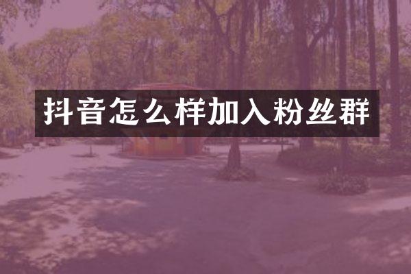 抖音怎么样加入粉丝群