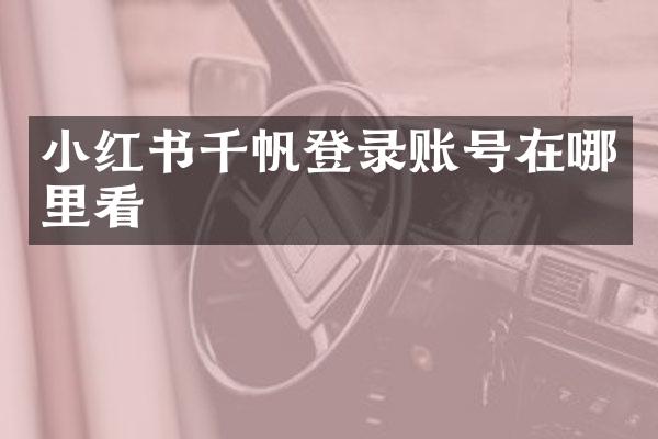 小红书千帆登录账号在哪里看