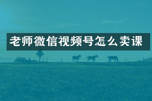 老师微信视频号怎么卖课