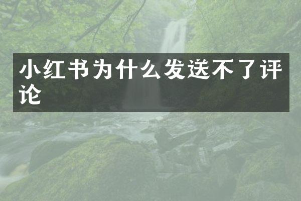 小红书为什么发送不了评论
