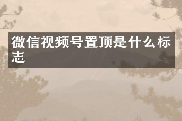 微信视频号置顶是什么标志