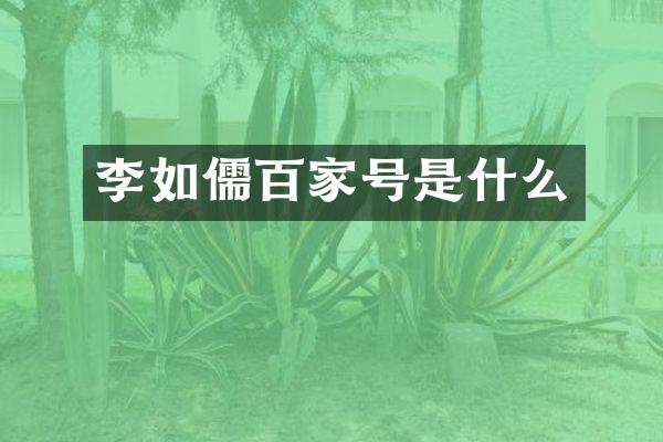 李如儒百家号是什么