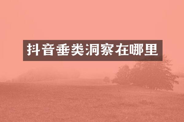 抖音垂类洞察在哪里