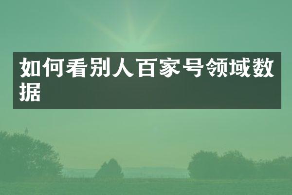 如何看别人百家号领域数据