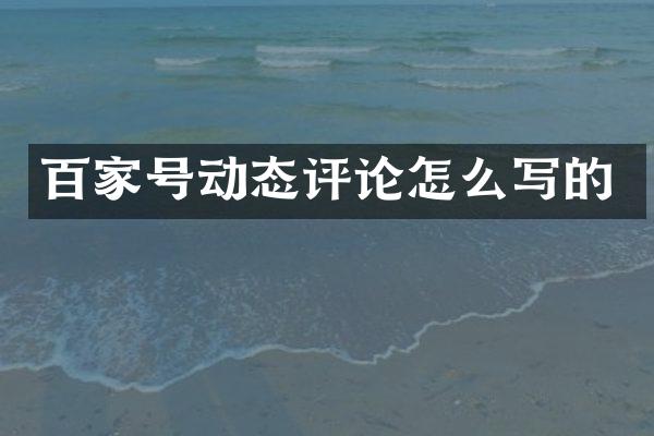 百家号动态评论怎么写的