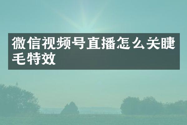 微信视频号直播怎么关睫毛特效