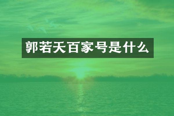 郭若天百家号是什么