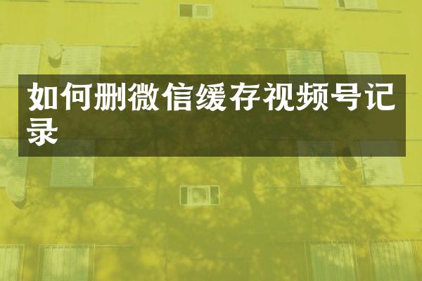 如何删微信缓存视频号记录
