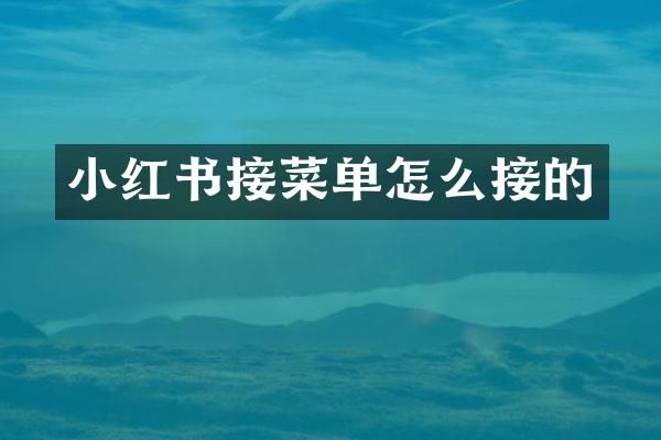 小红书接菜单怎么接的