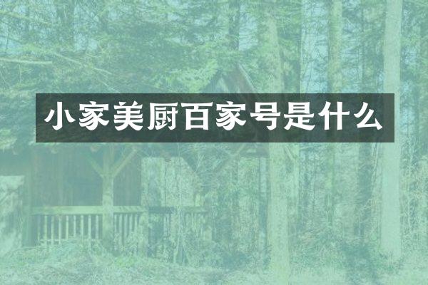 小家美厨百家号是什么