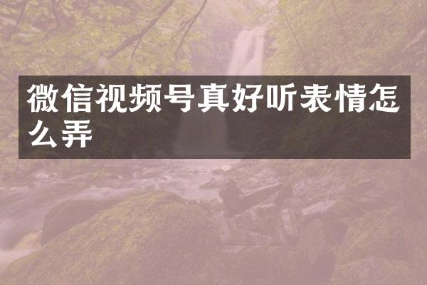 微信视频号真好听表情怎么弄
