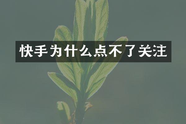 快手为什么点不了关注