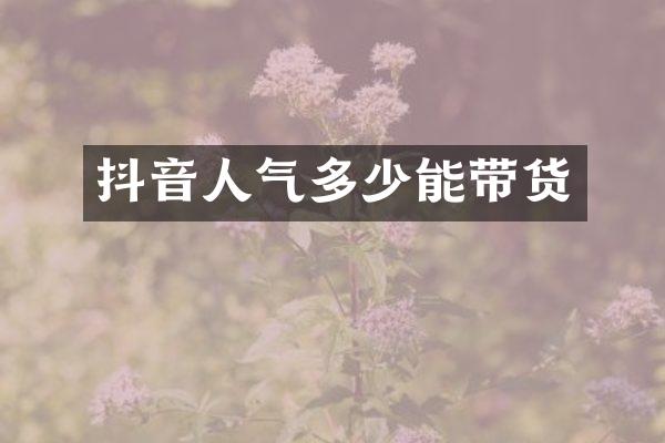 抖音人气多少能带货