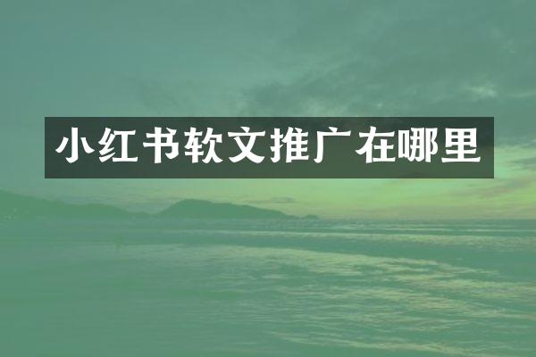 小红书软文推广在哪里
