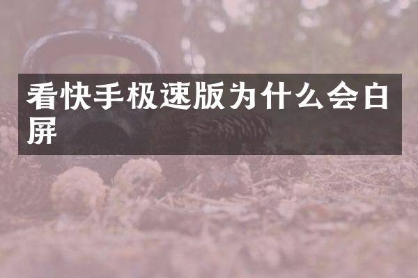 看快手极速版为什么会白屏