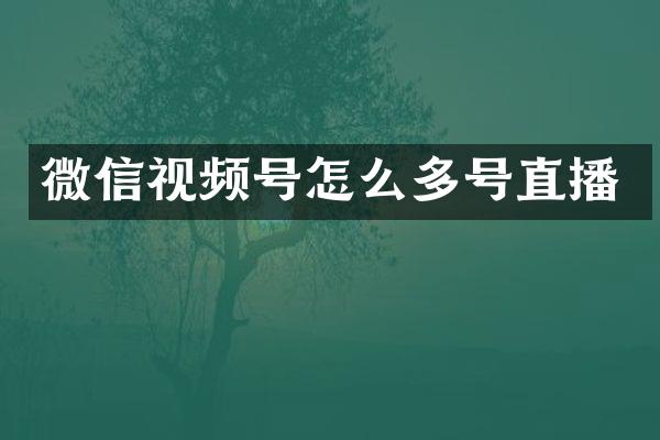 微信视频号怎么多号直播