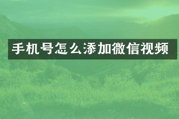 手机号怎么添加微信视频
