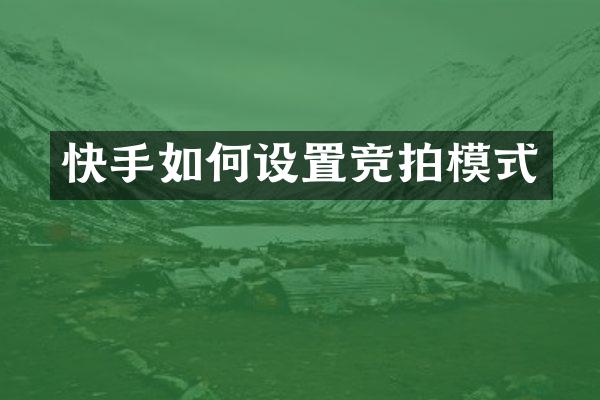 快手如何设置竞拍模式