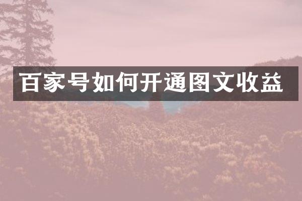 百家号如何开通图文收益