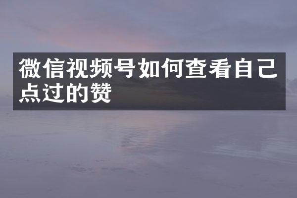 微信视频号如何查看自己点过的赞