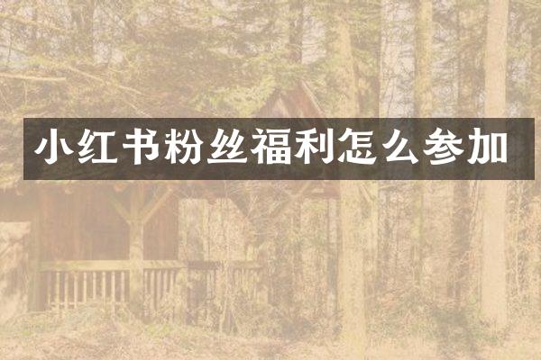 小红书粉丝福利怎么参加
