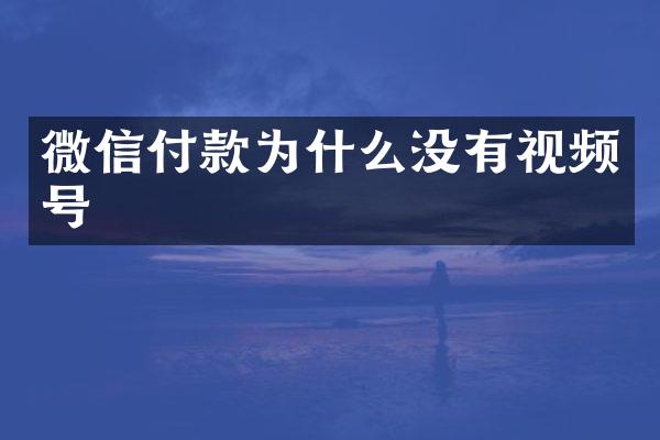 微信付款为什么没有视频号