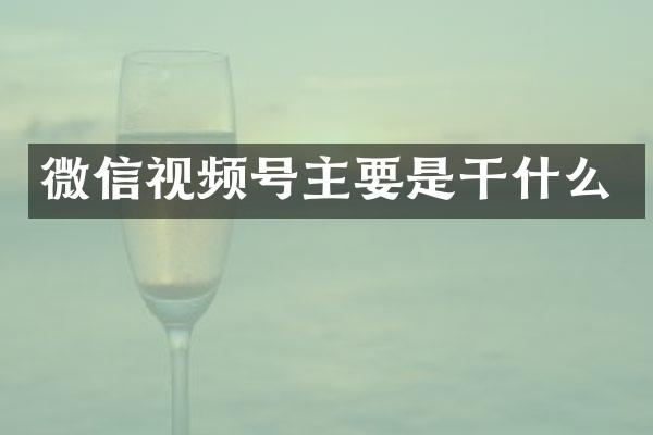 微信视频号主要是干什么