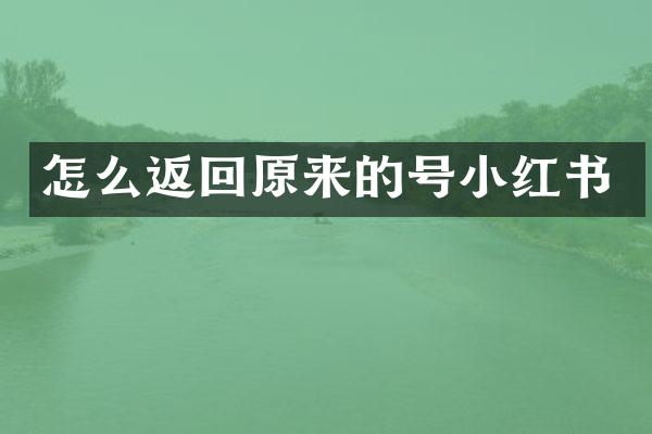 怎么返回原来的号小红书