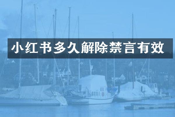 小红书多久解除禁言有效