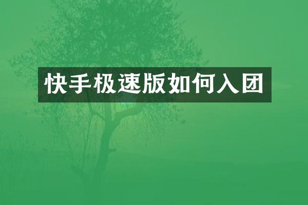 快手极速版如何入团