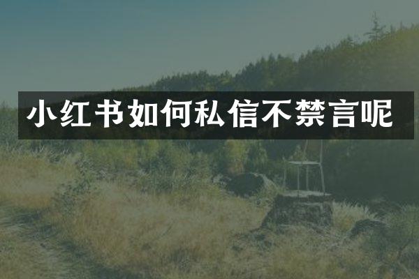 小红书如何私信不禁言呢