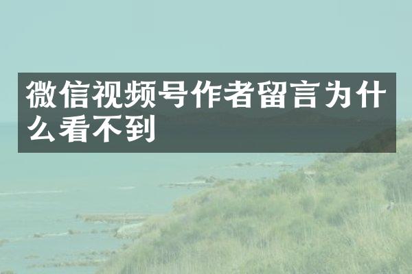 微信视频号作者留言为什么看不到