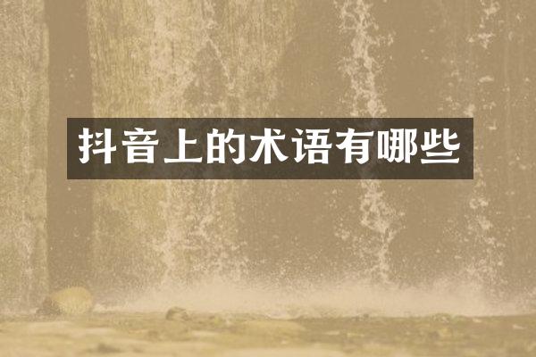 抖音上的术语有哪些