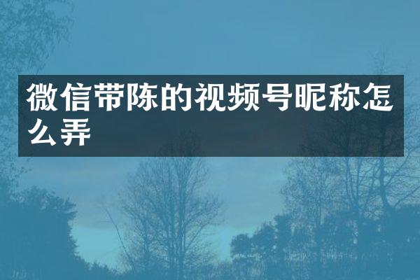 微信带陈的视频号昵称怎么弄