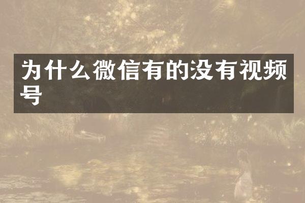 为什么微信有的没有视频号