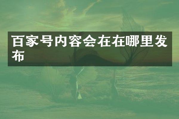 百家号内容会在在哪里发布