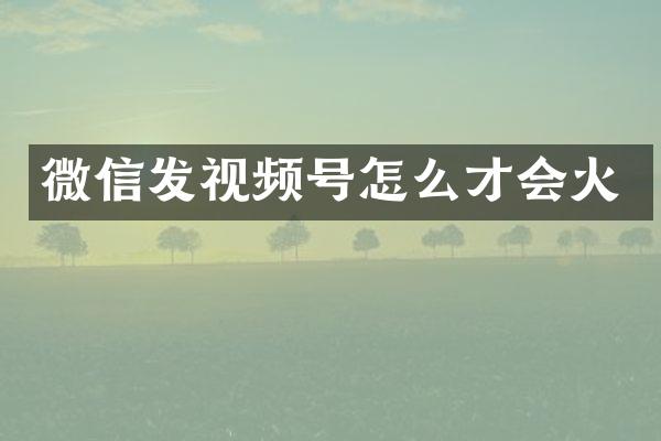 微信发视频号怎么才会火