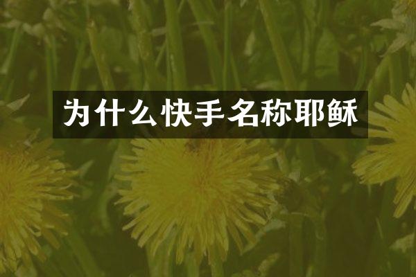 为什么快手名称耶稣