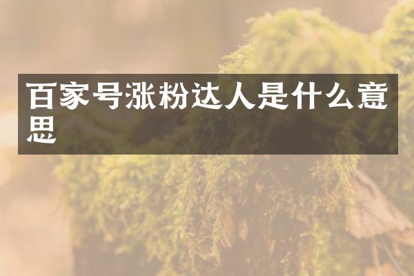 百家号涨粉达人是什么意思