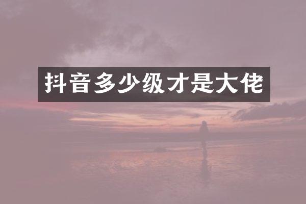 抖音多少级才是大佬