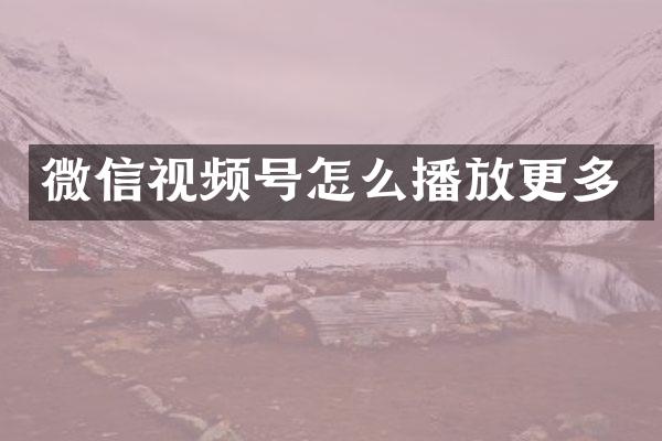 微信视频号怎么播放更多