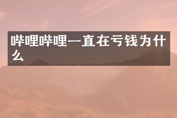 哔哩哔哩一直在亏钱为什么