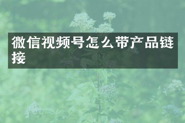 微信视频号怎么带产品链接