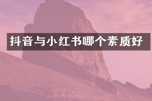 抖音与小红书哪个素质好