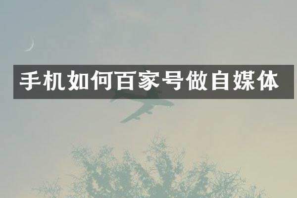 手机如何百家号做自媒体