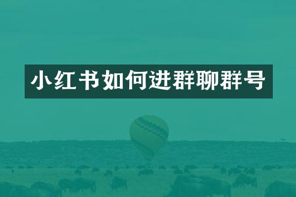 小红书如何进群聊群号
