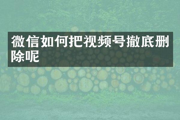 微信如何把视频号撤底删除呢