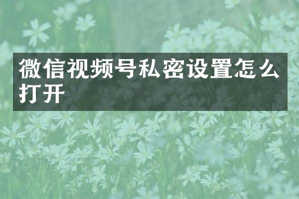 微信视频号私密设置怎么打开