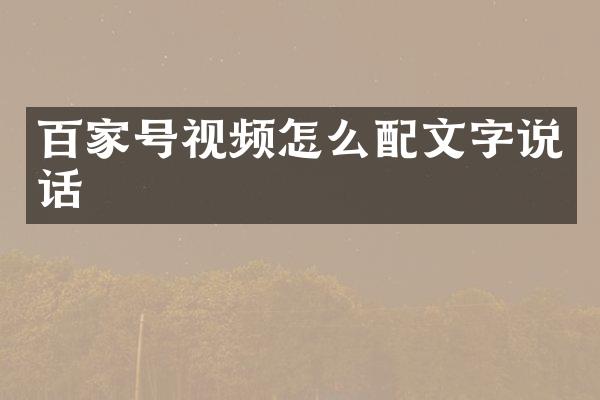 百家号视频怎么配文字说话