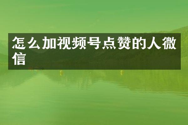 怎么加视频号点赞的人微信